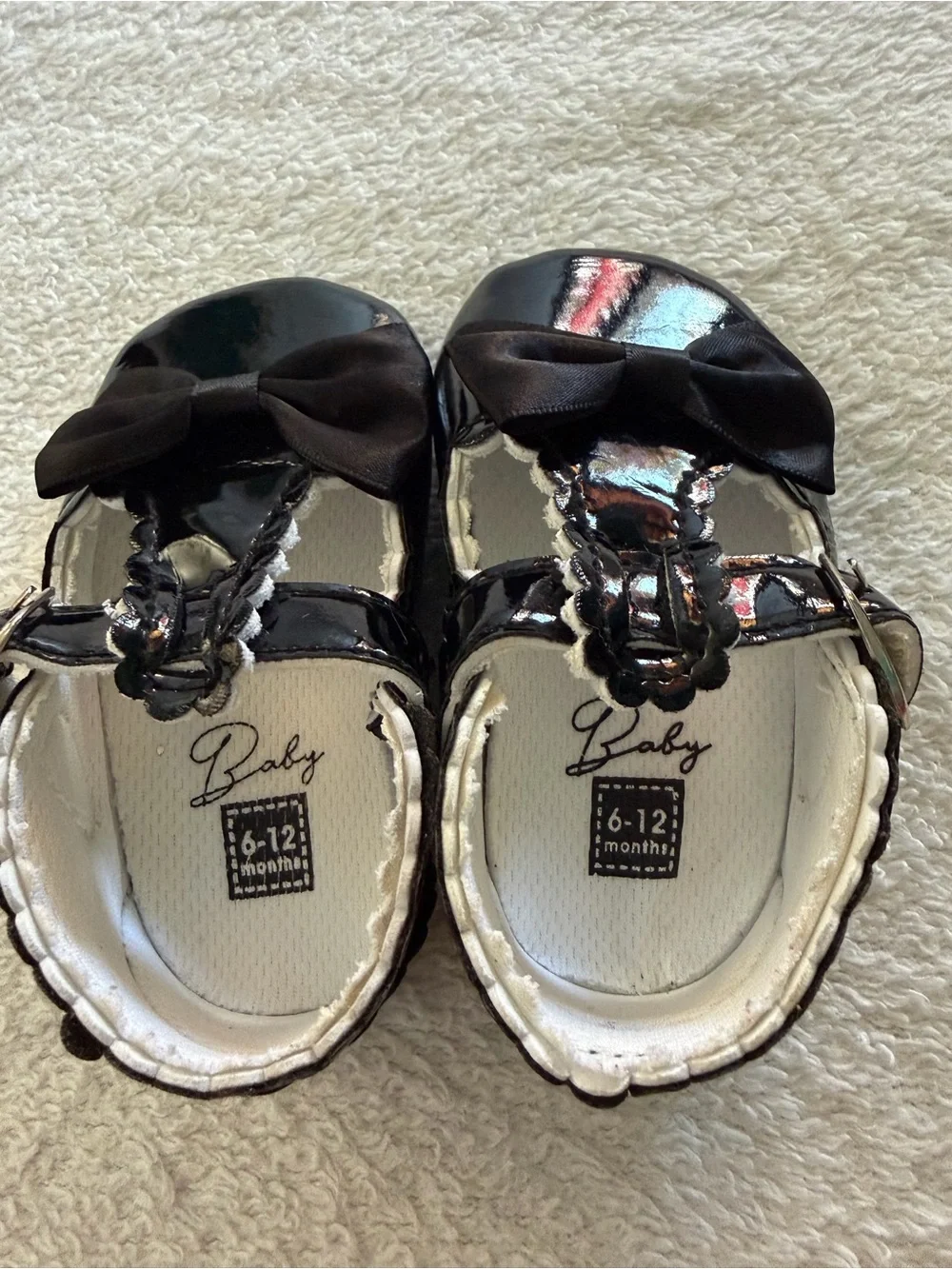 Baby Phat Black Patent Bow Toddler Mary Janes Size 6-12M
